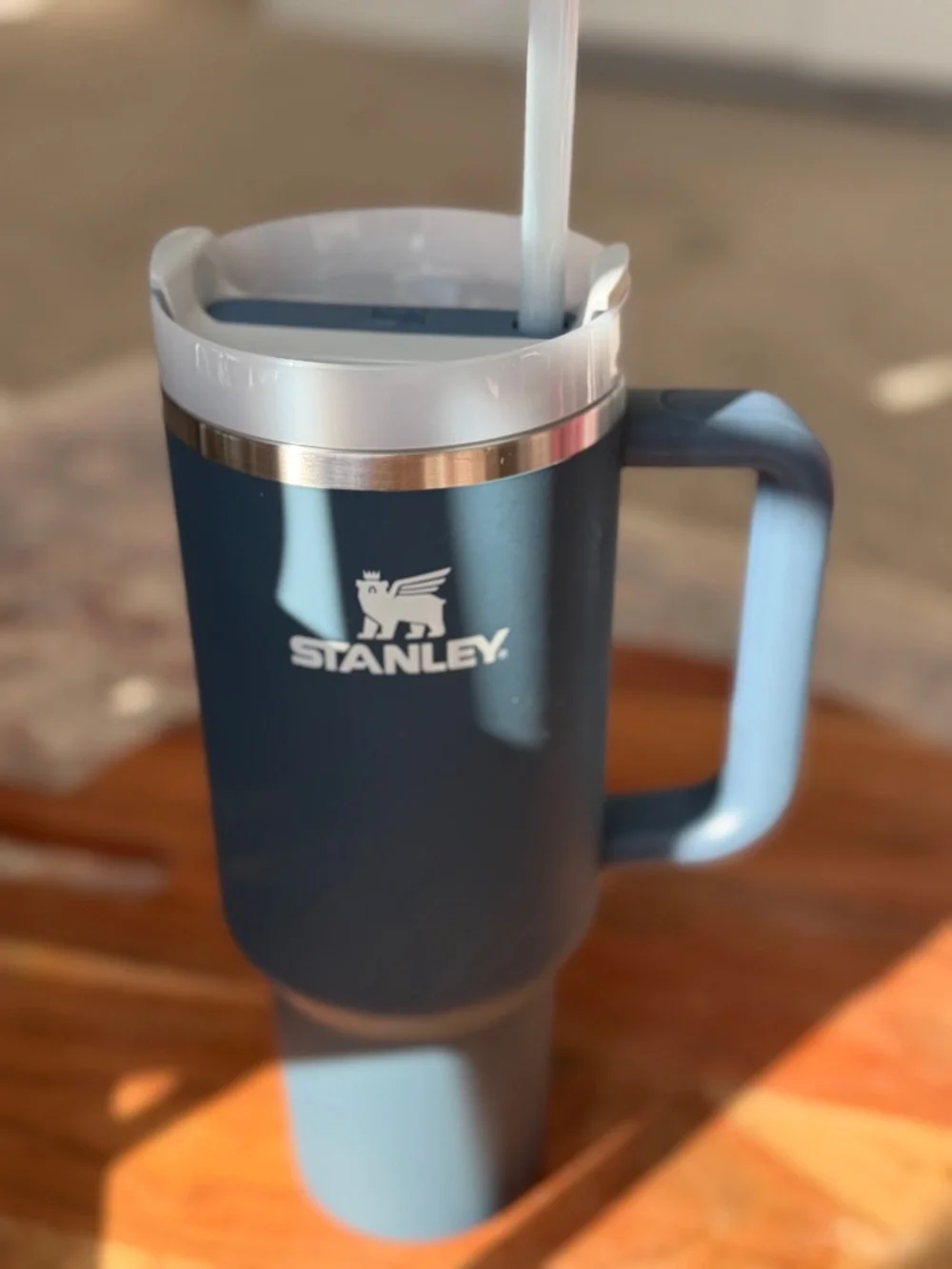 Stanley Steel-Trimmed 40 oz Travel Tumbler in Slate Blue and White - Picture 2 of 10